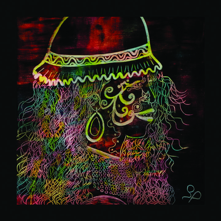 Peinture intitulée "INAYA Allumé" par Sandy Pallas, Œuvre d'art originale, Huile