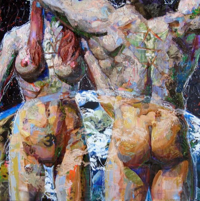 Peinture intitulée "Adam and Eve Come H…" par Sandy Parsons, Œuvre d'art originale, Huile