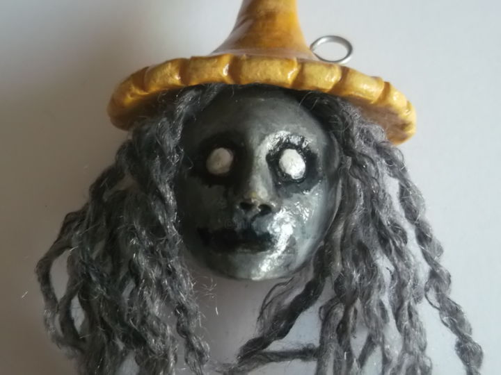 Sculpture titled "Two face witch" by Sandyr, Original Artwork, Clay