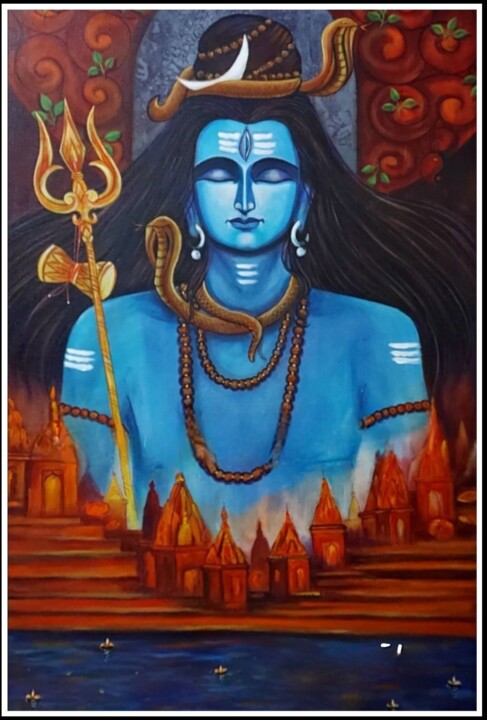 Pittura intitolato "Shiva" da Sangita Agarwal, Opera d'arte originale, Acrilico