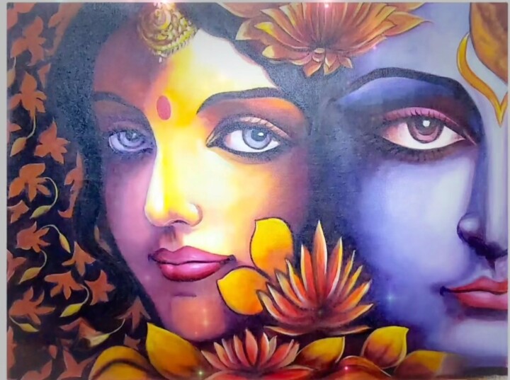 Картина под названием "Eternal love" - Sangita Agarwal, Подлинное произведение искусства, Акрил