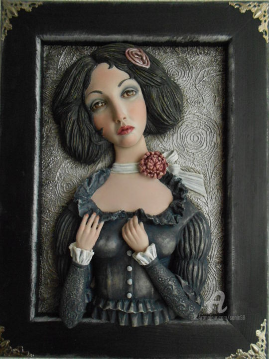 Скульптура под названием "Portrait of girl…" - Vera Sanina, Подлинное произведение искусства, Дерево