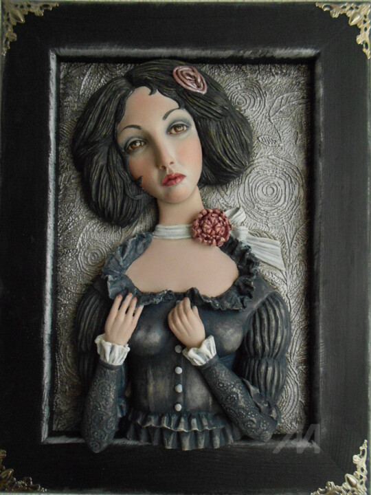Sculpture titled "Portrait of girl…" by Vera Sanina, Original Art, Wood