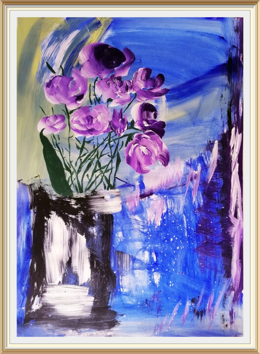 Malarstwo zatytułowany „Flowers” autorstwa Sanja Jancic, Oryginalna praca, Akryl