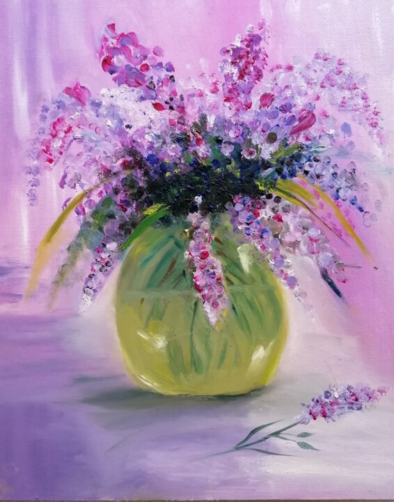 Painting titled "Spring flowers" by Sanja Jancic, Original Artwork, Oil
