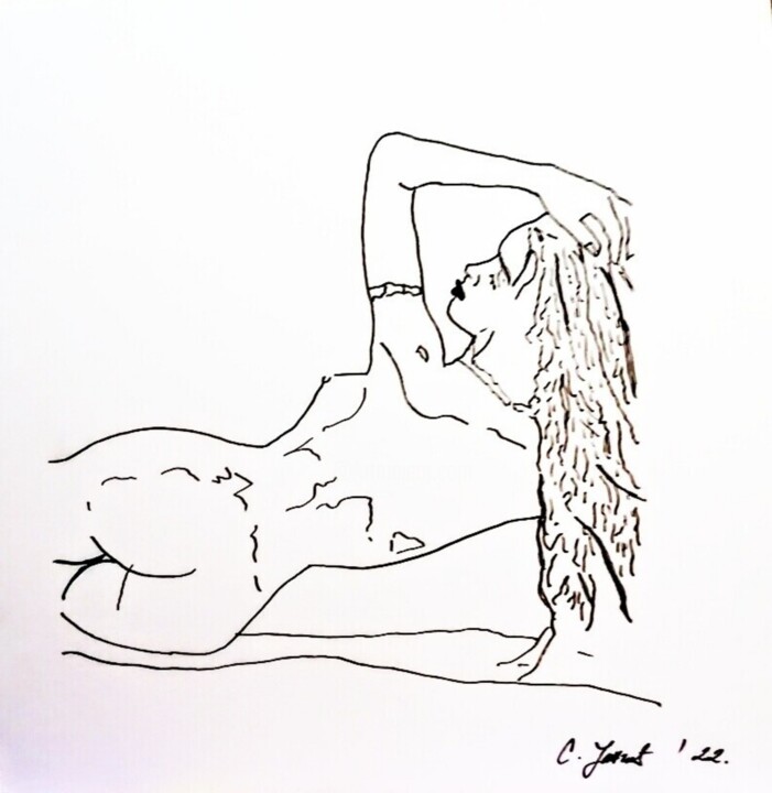 Drawing titled "Woman #5" by Sanja Jancic, Original Artwork, Ink