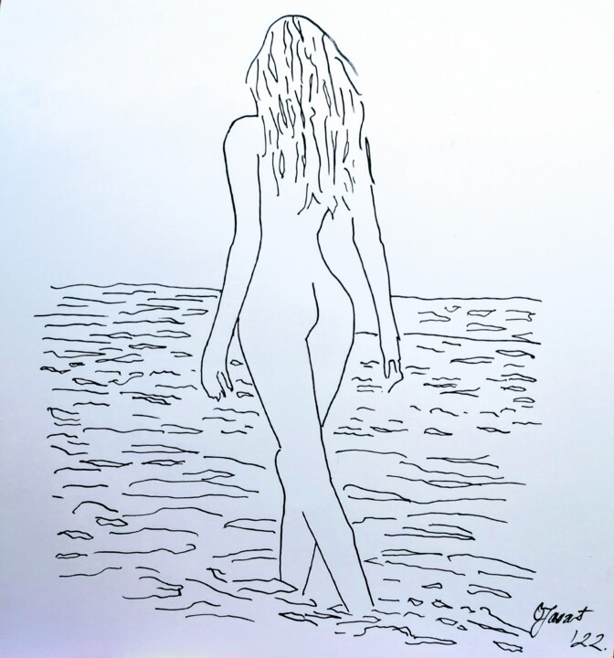 Drawing titled "Woman #6" by Sanja Jancic, Original Artwork, Ink