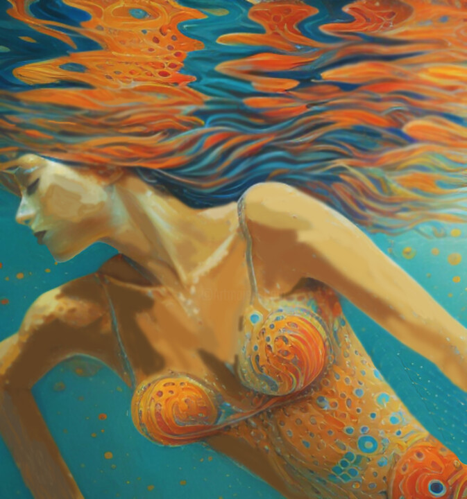 Pintura intitulada "Under the water" por Sanja Jancic, Obras de arte originais, Acrílico