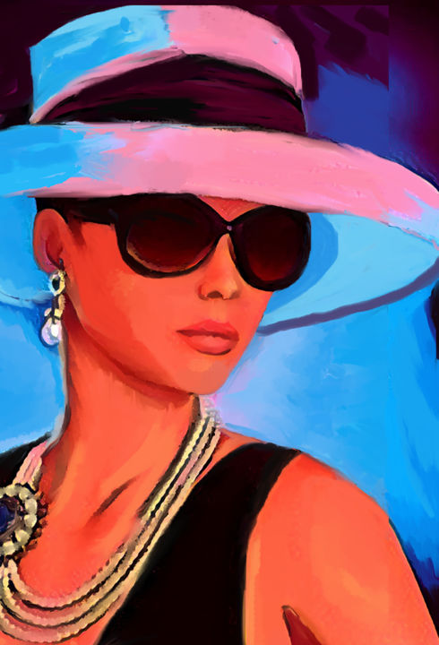 Painting titled "Elegant woman with…" by Sanja Jancic, Original Art, Acrylic