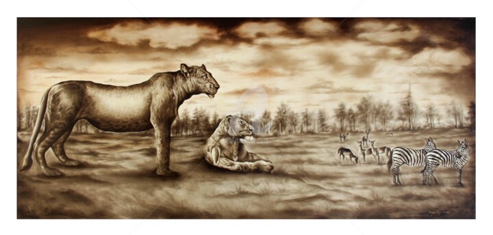 「To The Horizon」というタイトルの絵画 Sanjay Gogsによって, オリジナルのアートワーク, オイル