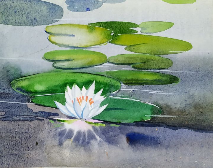 Malerei mit dem Titel "Lily" von Sanjay Punekar, Original-Kunstwerk, Aquarell