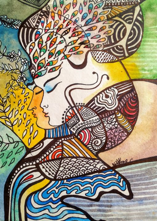 Tekening getiteld "Inner dreams" door Sanjay Punekar, Origineel Kunstwerk, Inkt