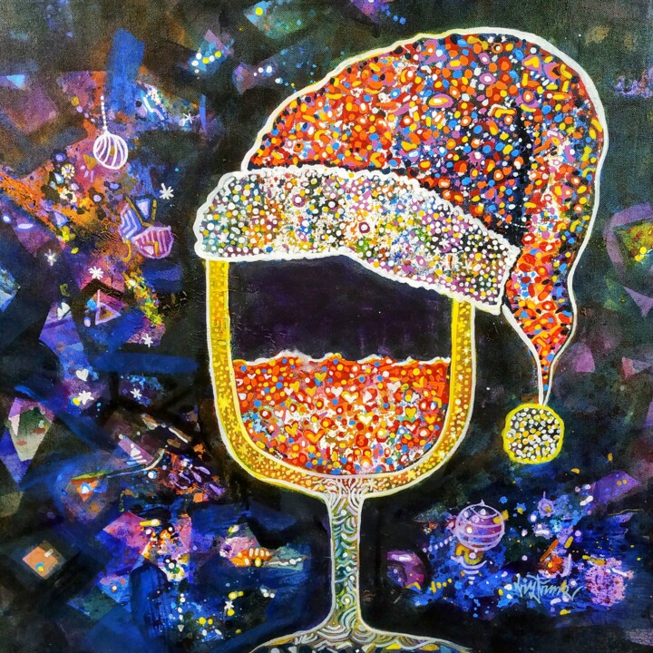 Painting titled "Red wine with love" by Sanjay Punekar, Original Artwork, Acrylic