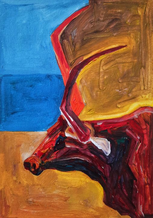 Painting titled "Playful Bull 02" by Blossom Art House, Original Artwork, Acrylic