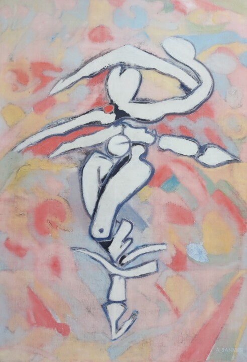 Malarstwo zatytułowany „Isadora” autorstwa Sannier Alain, Oryginalna praca, Olej Zamontowany na Drewniana rama noszy