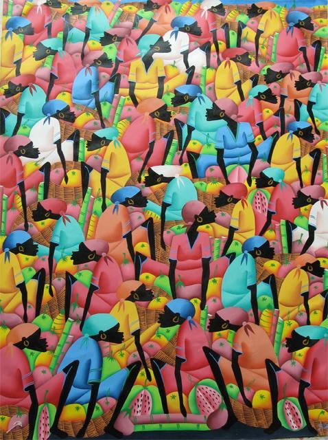 Peinture intitulée "MARCHE COLORE" par Sanon Bereau, Œuvre d'art originale,