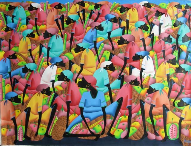 Painting titled "MARCHE COLORE 2" by Sanon Bereau, Original Artwork, Oil