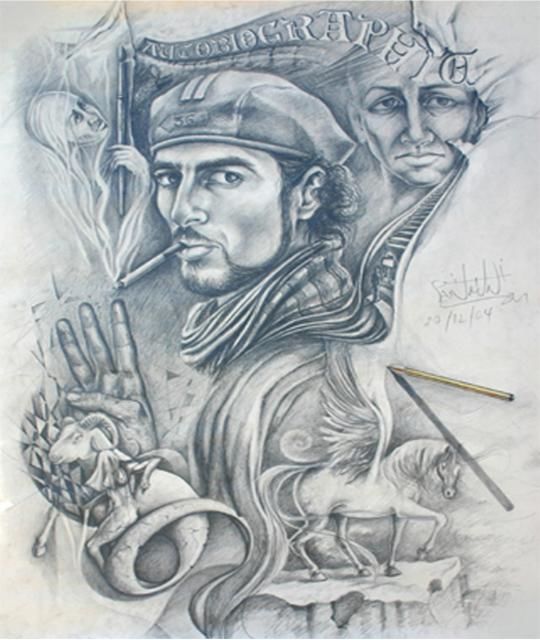 Drawing titled "autobiographie (aut…" by Imad Sanouni, Original Artwork