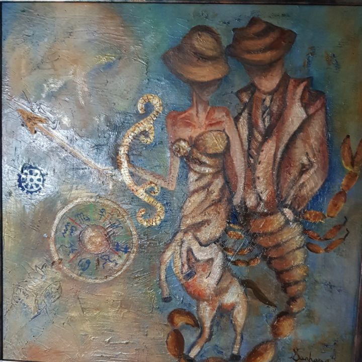 Peinture intitulée "Signes de feu et d'…" par Sanpasco, Œuvre d'art originale, Huile