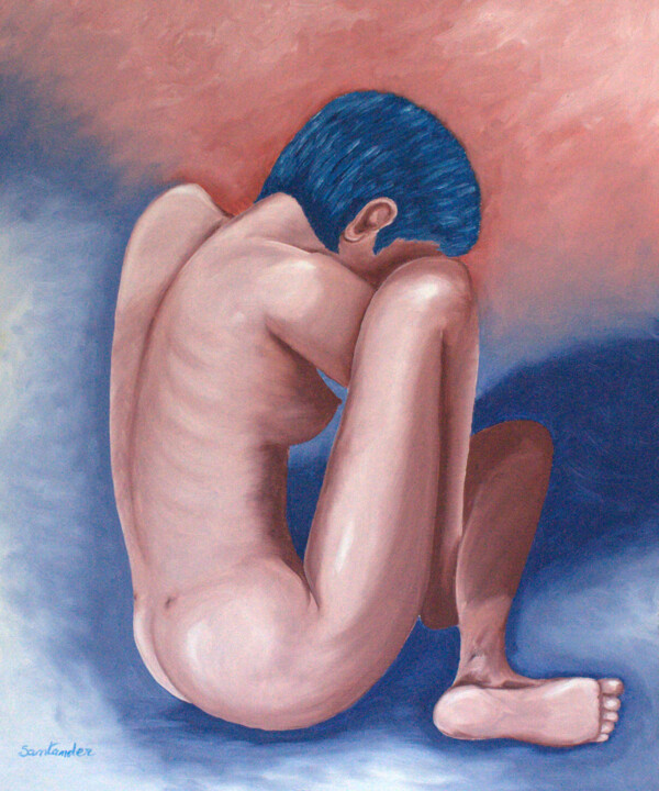 Painting titled "Femme nue 1" by Paul Santander, Original Artwork, Oil