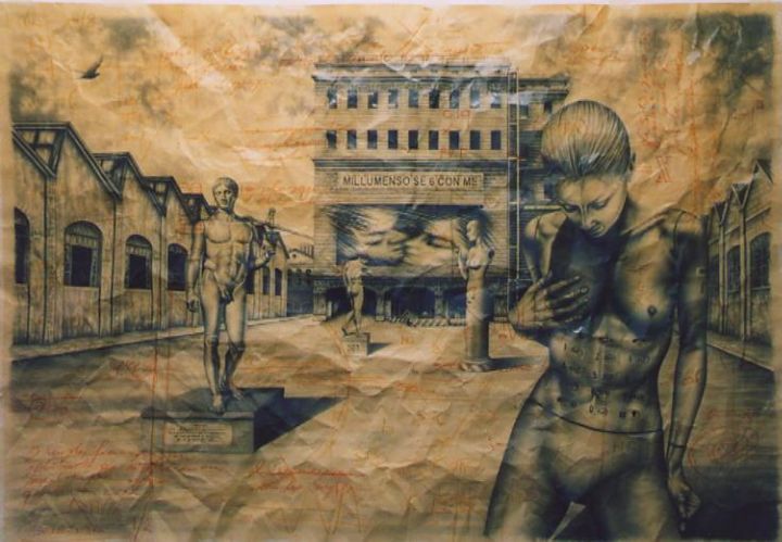 Pittura intitolato ""SMS: Millumenso se…" da Armando Santelli, Opera d'arte originale,