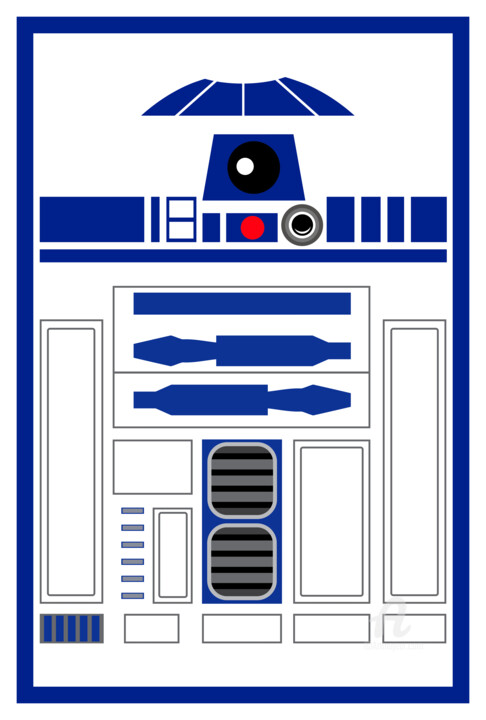 Artes digitais intitulada "R2 D2 Vintage Pop A…" por Santhiago Carvalho, Obras de arte originais, Trabalho Digital 2D