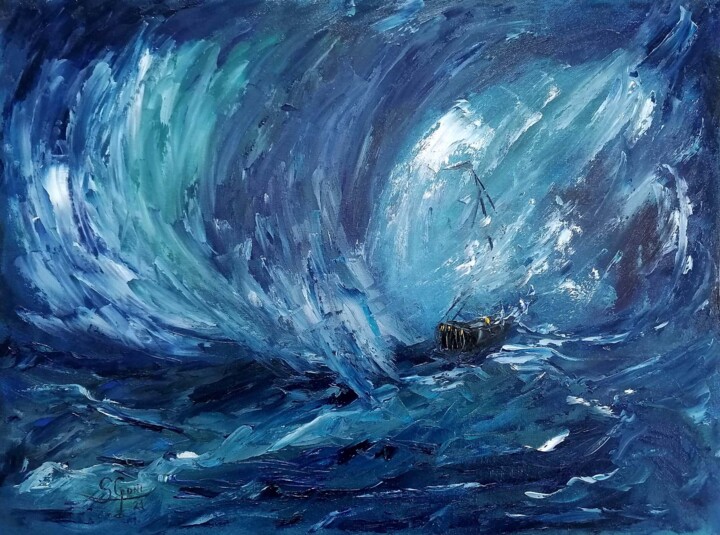 Pintura titulada "Dias de tormenta 2" por Santi Goñi, Obra de arte original, Oleo Montado en Bastidor de camilla de madera