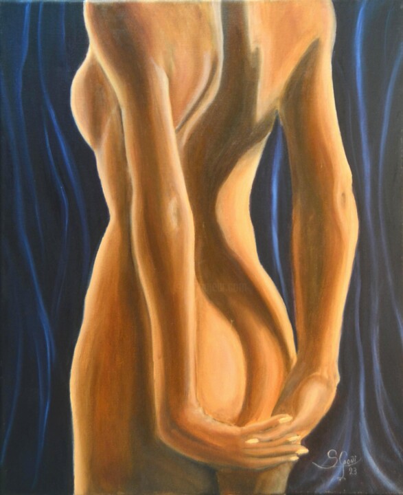 Peinture intitulée "Piel femenina 20" par Santi Goñi, Œuvre d'art originale, Huile Monté sur Châssis en bois