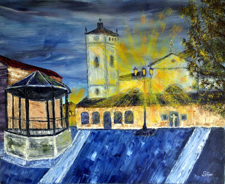 Painting titled "Iglesia-de-San Pedr…" by Santi Goñi, Original Artwork, Oil