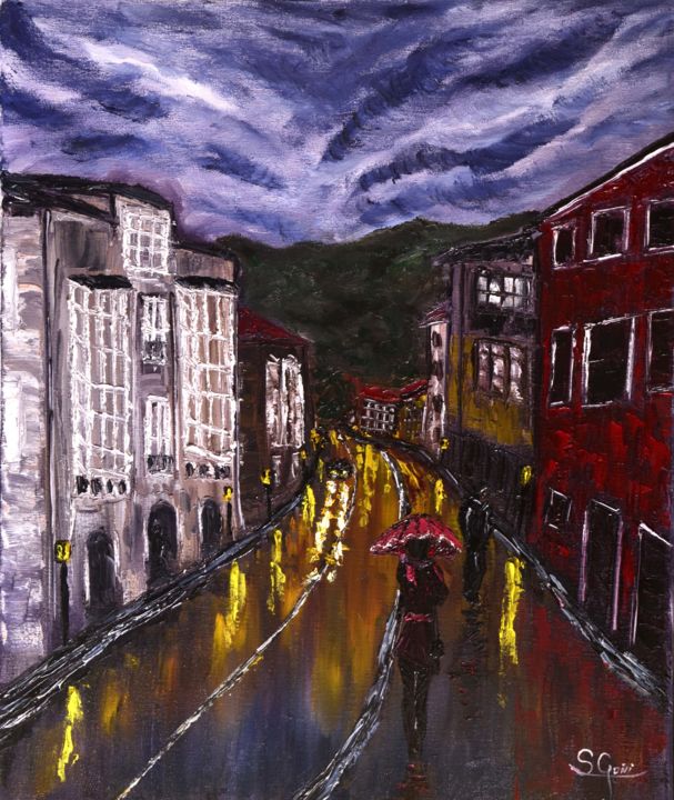 Pintura titulada "-Ramales-con-lluvia…" por Santi Goñi, Obra de arte original, Oleo