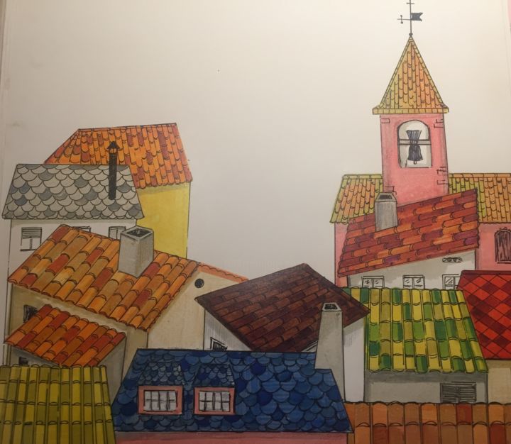 Dibujo titulada "Maria Rius Camps" por Santiago Carroggio, Obra de arte original,