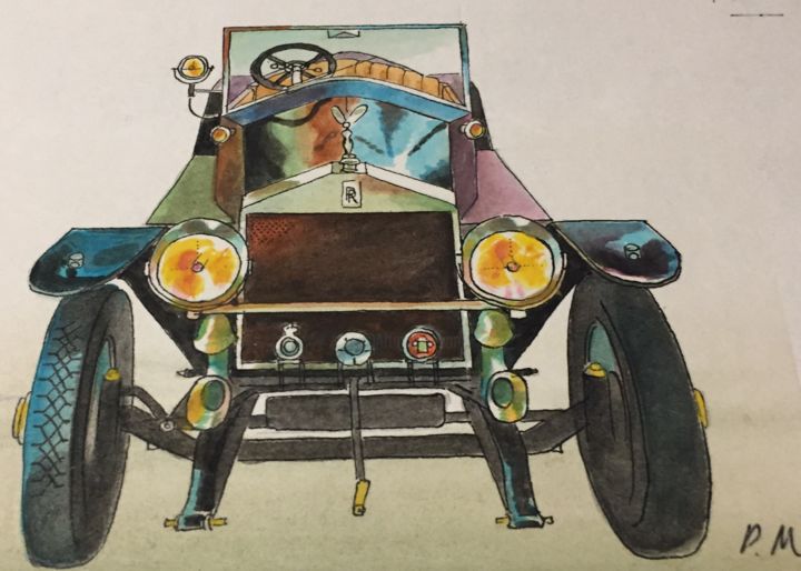 Disegno intitolato "Rolls Royce. Pierre…" da Santiago Carroggio, Opera d'arte originale, Inchiostro