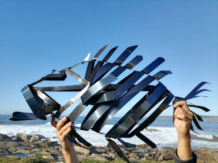 Skulptur mit dem Titel "Cherna Mero Negro d…" von Santiago Bataneiro, Original-Kunstwerk, Edelstahl