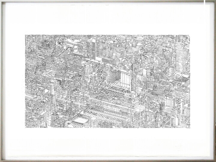 Dibujo titulada "Isometric Perspecti…" por Santiago Restrepo, Obra de arte original, Tinta