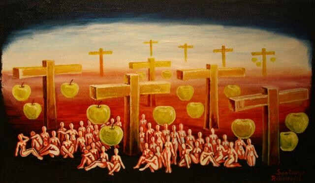 Painting titled "Cross" by Santiago Ribeiro, Original Artwork, Oil