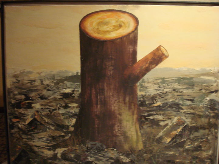 Malerei mit dem Titel "TRONCO TRUNCADO" von Santial Alonso, Original-Kunstwerk, Öl