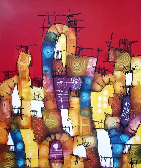 Pintura titulada "Rojo" por Jorge Luis Santiesteban Uliver, Obra de arte original, Oleo