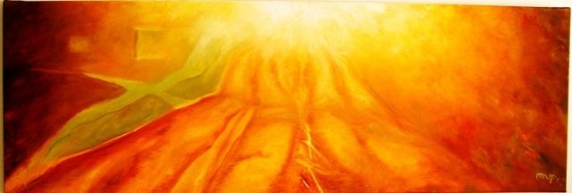 Painting titled "Sunrise" by María Martha Santini Palma, Original Artwork, Oil