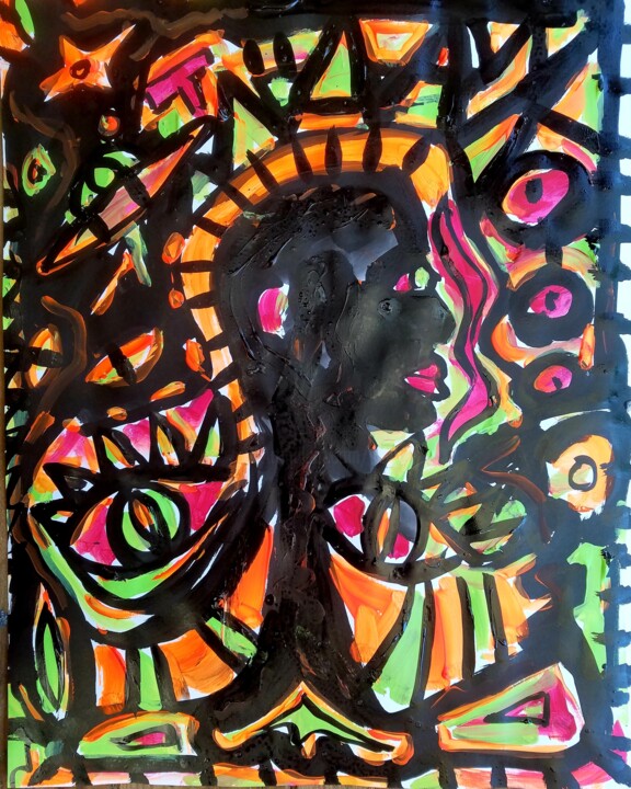 Dessin intitulée "peuple" par Marc Turpaud, Œuvre d'art originale, Acrylique