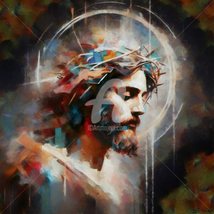 Arte digital titulada "JESÚS DE NAZARET" por Santos Merchán, Obra de arte original, Pintura Digital