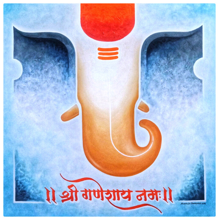 Painting titled "Shree Ganesh" by Santosh Dangare, Original Artwork, Acrylic