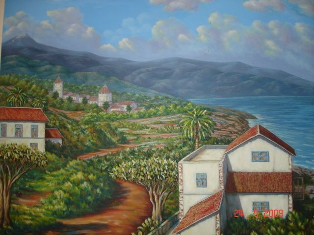 Pintura intitulada "pueblo de canarias" por Santossavio, Obras de arte originais