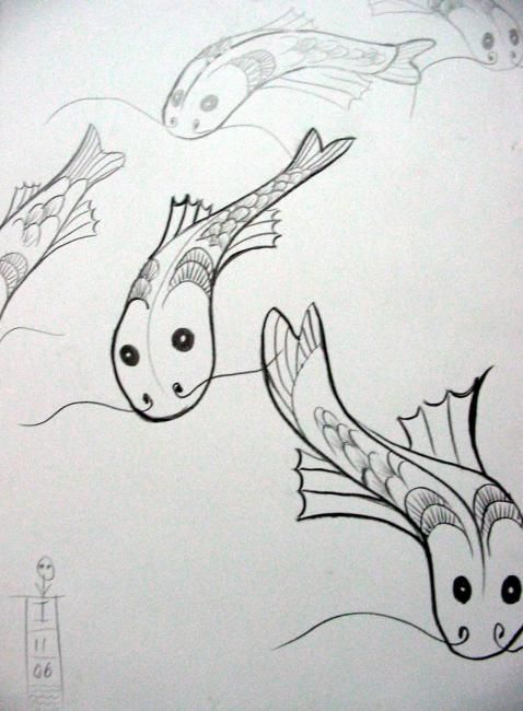 Drawing titled "peces 4" by Horacio Gabriel Santos Tolstoy, Original Art,