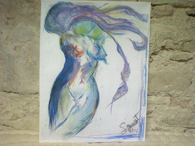 Peinture intitulée "la femme pieuvre" par Sany, Œuvre d'art originale, Huile