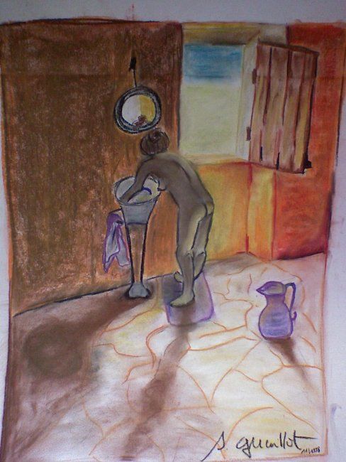 Peinture intitulée "Femme à sa toilette" par Sany, Œuvre d'art originale, Huile