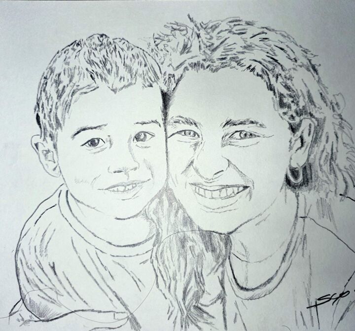 Drawing titled "Kids" by São Vieira, Original Artwork, Graphite