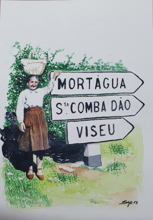 Peinture intitulée "Gentes de Portugal…" par São Vieira, Œuvre d'art originale, Aquarelle