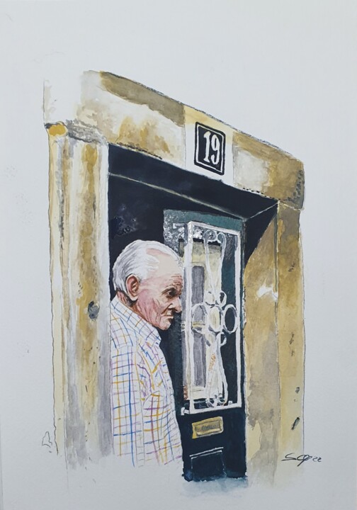 Peinture intitulée "Gentes de Portugal V" par São Vieira, Œuvre d'art originale, Aquarelle