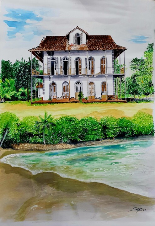 绘画 标题为“S.Tomé e Principe” 由São Vieira, 原创艺术品, 水彩