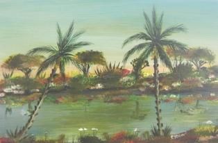Painting titled "jardin du sahara" by Samyouni, Original Artwork